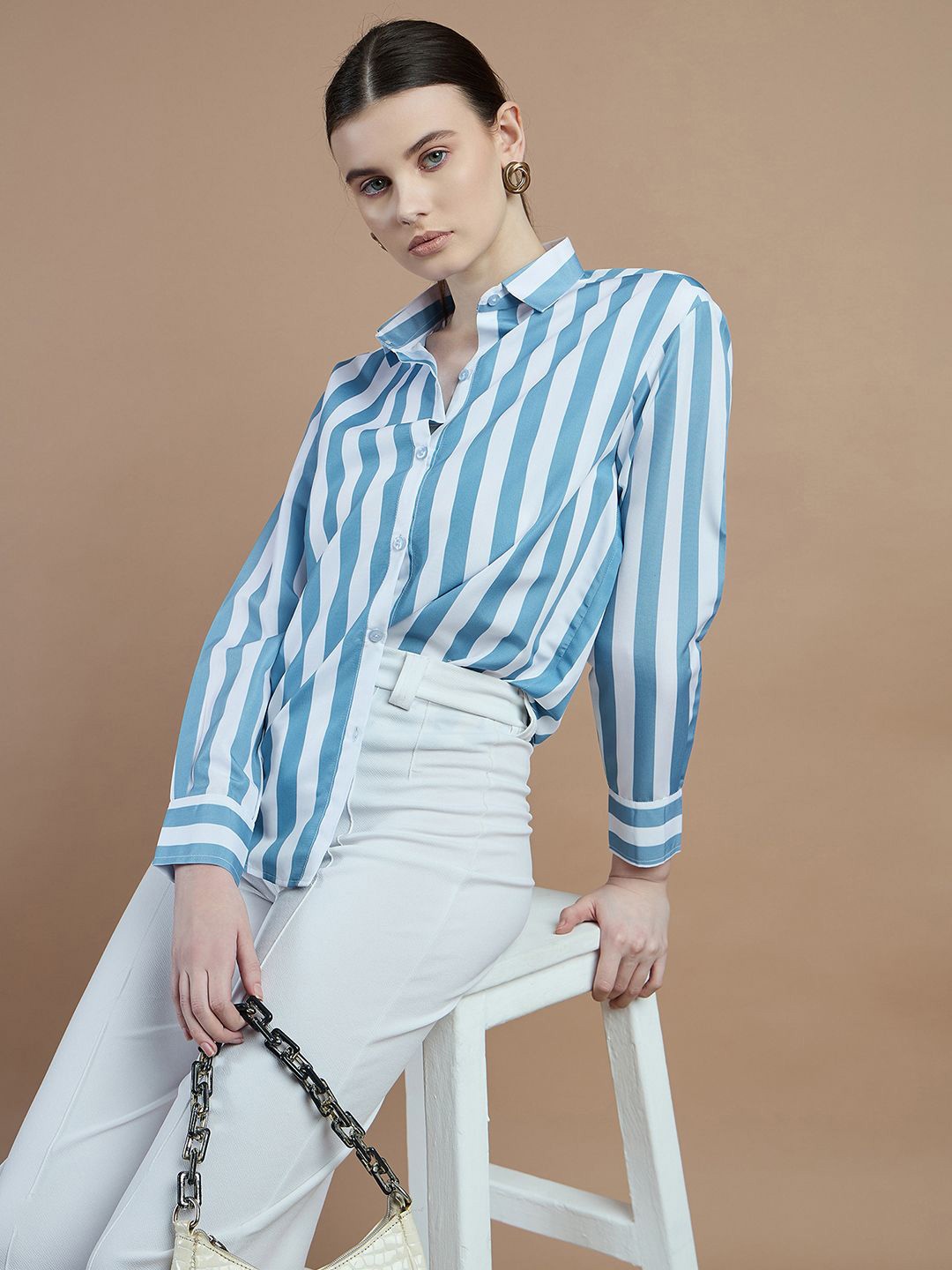

DressBerry Women Opaque Printed Casual Shirt, Blue
