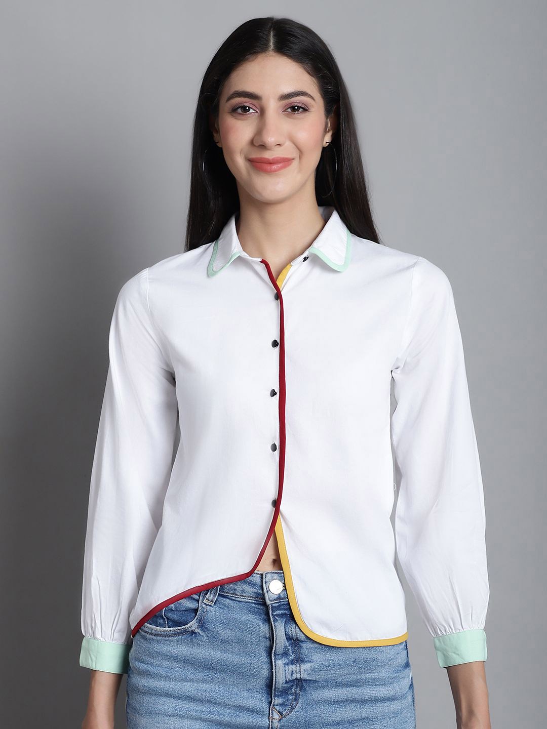 

JAKANARY Women Opaque Casual Shirt, White