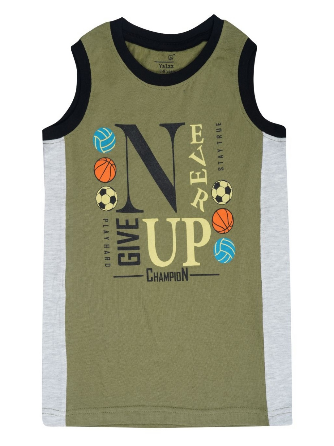 

YALZZ Boys Printed Applique T-shirt, Olive