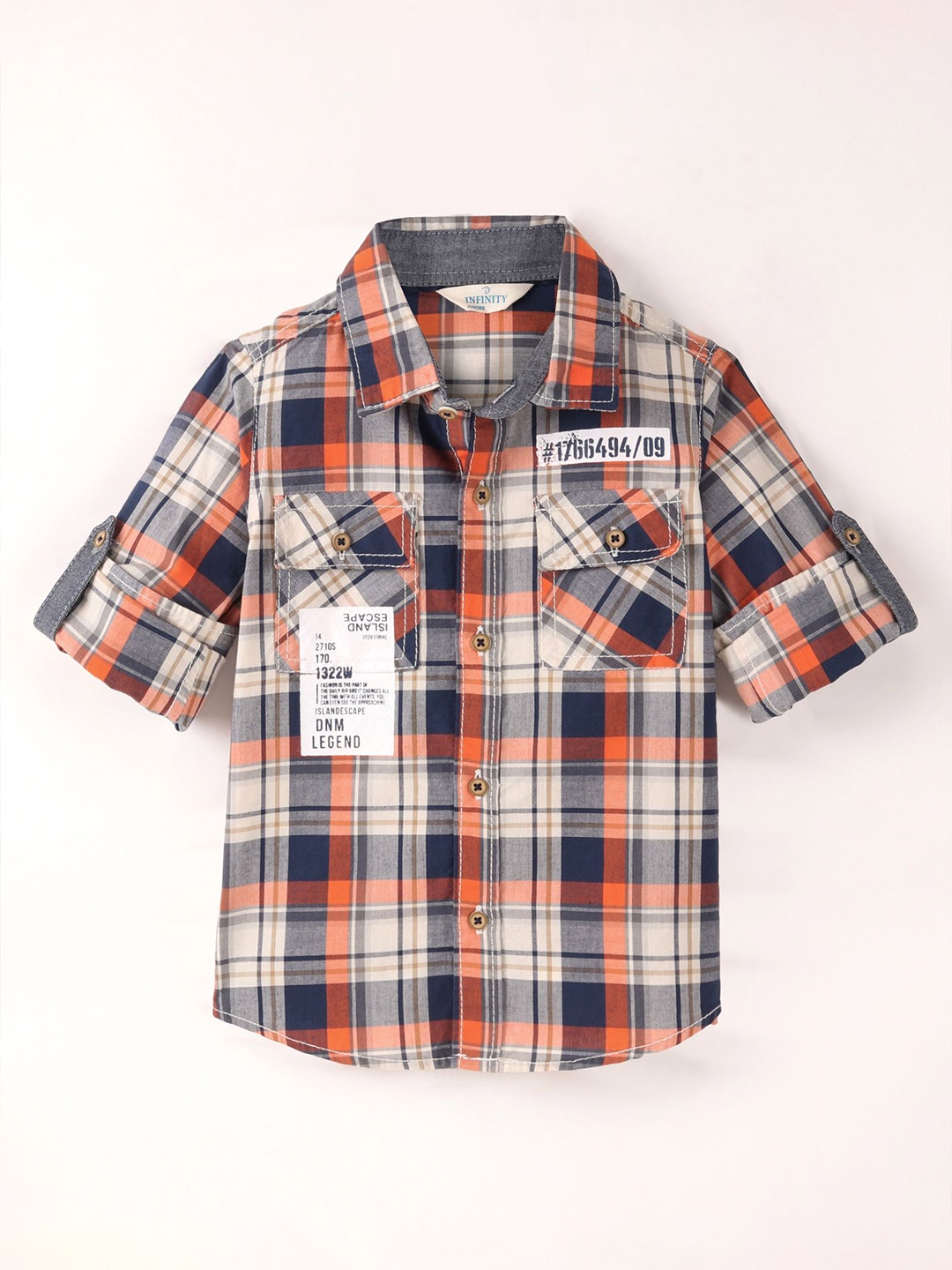 

Infinity Boys Tartan Checks Opaque Checked Casual Shirt, Off white