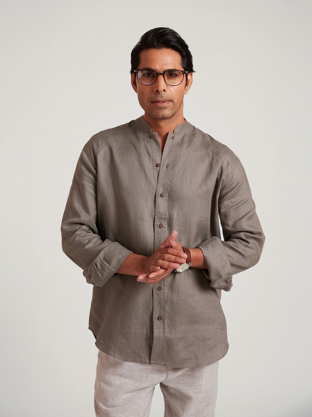 

B77 Men Relaxed Opaque Casual Shirt, Charcoal