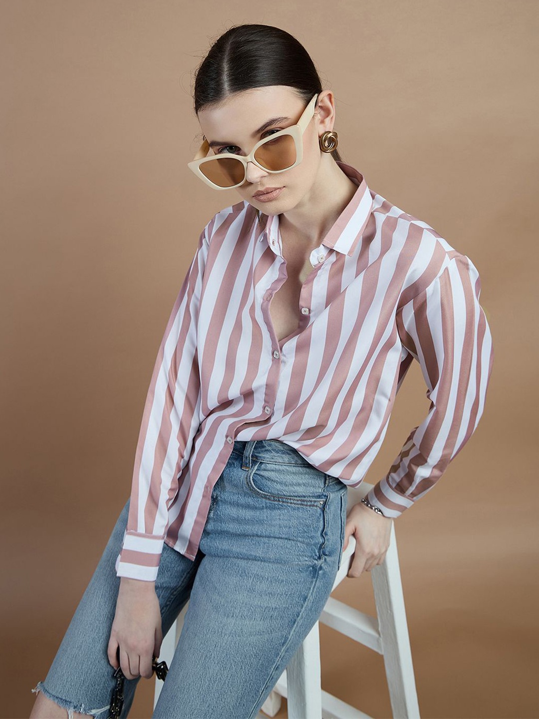 

DressBerry Women Opaque Printed Casual Shirt, Pink