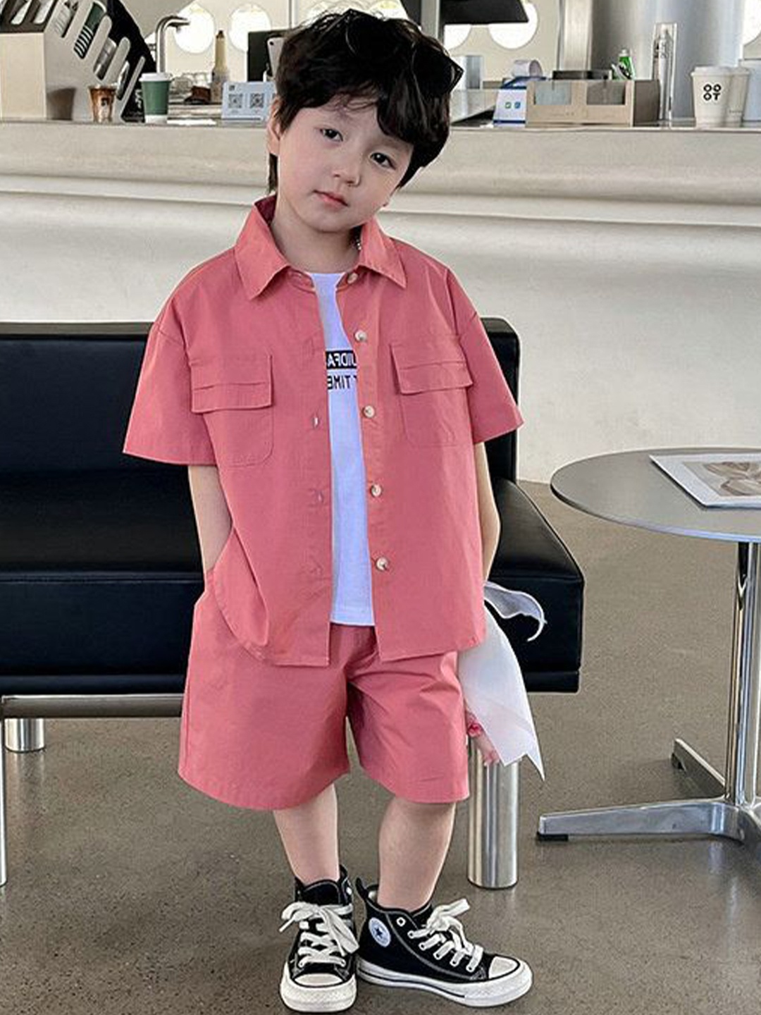 

StyleCast x Revolte Boys T-shirt And Shirt With Shorts, Pink