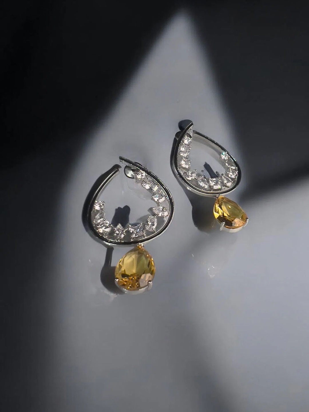 

VOGUE BY RITU Bliss Artificial Stones Contemporary Hoop Earrings, Silver