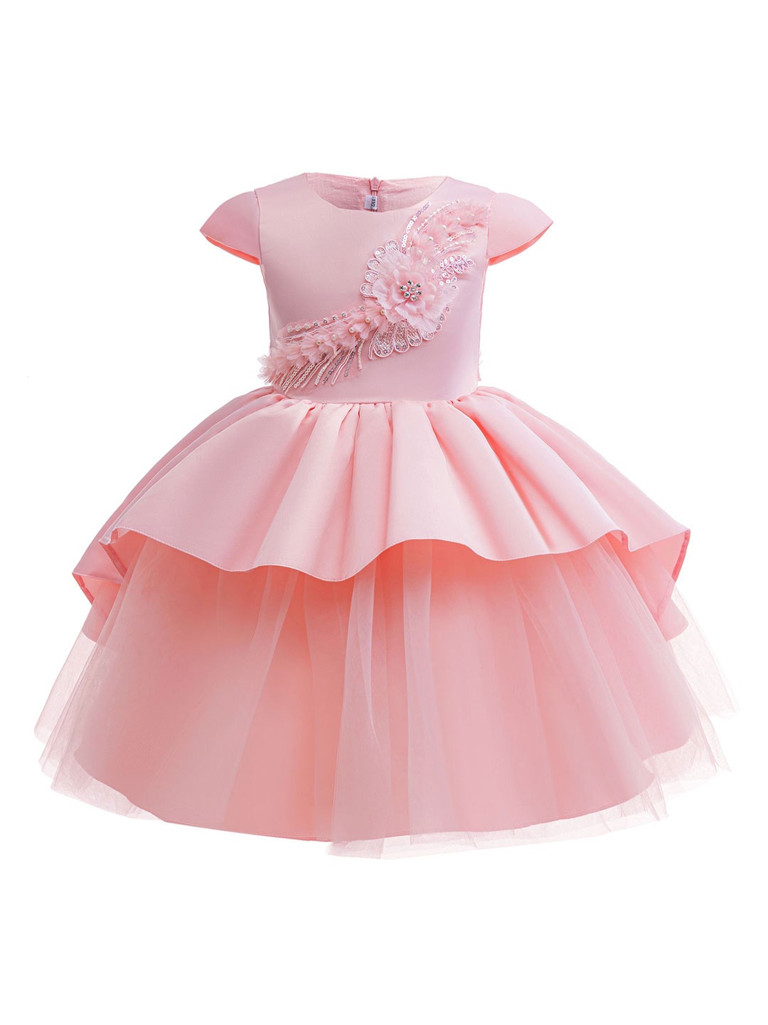 

StyleCast x Revolte Girls Solid Applique Balloon Dress, Pink