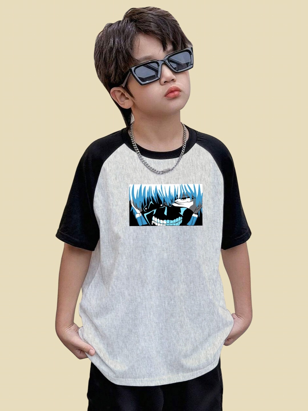 

BAESD Boys Printed T-shirt, Grey