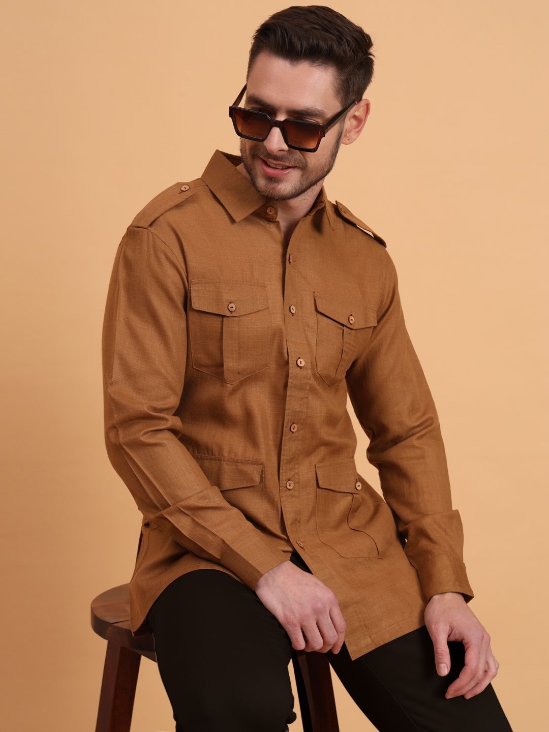 

Aspriya Men Slim Fit Opaque Casual Shirt, Brown