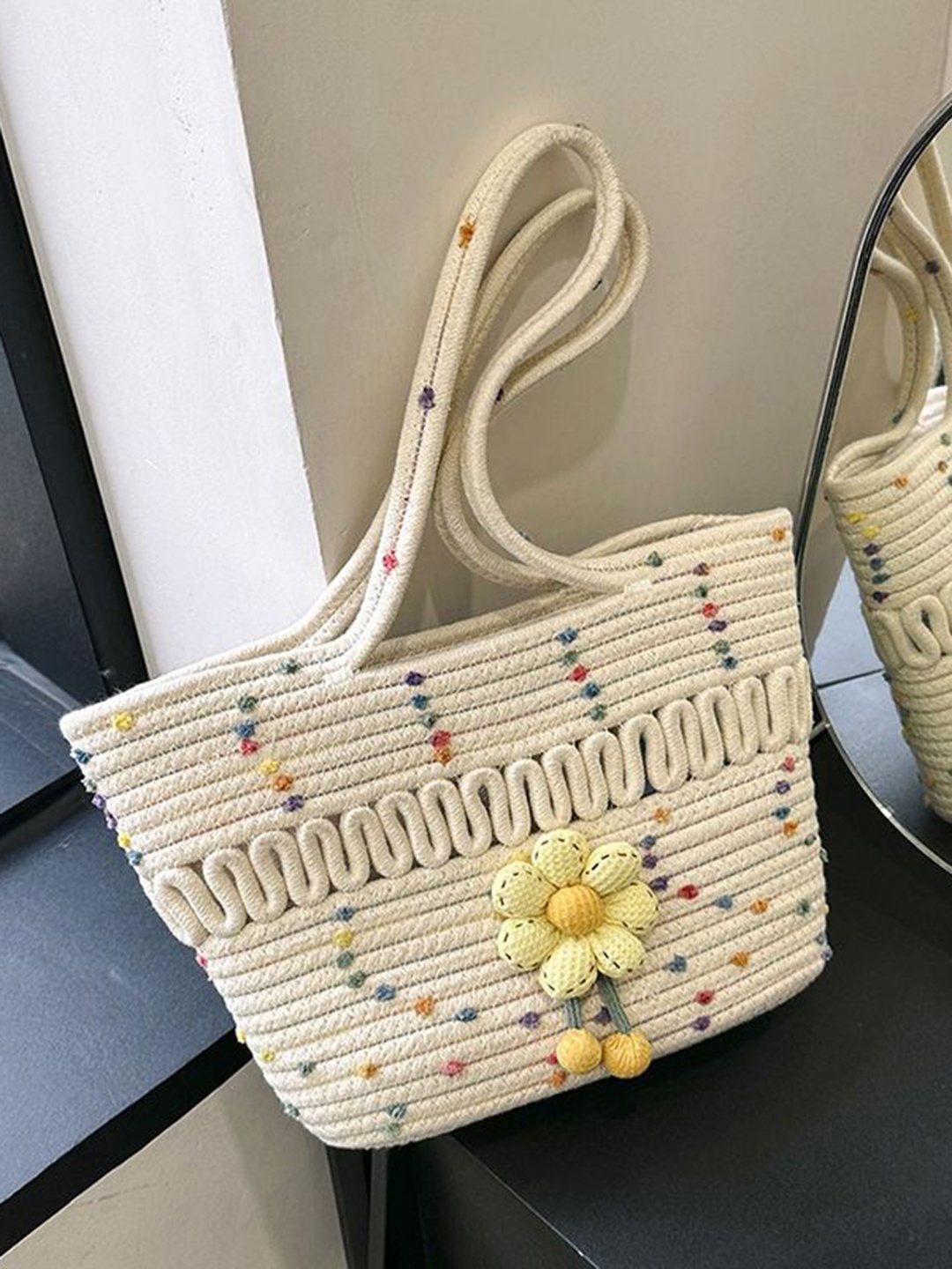 

DressBerry Printed Shopper Handheld Bag, White