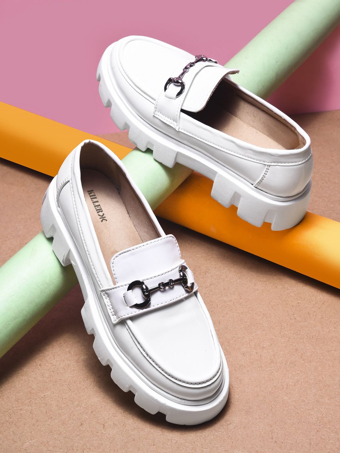 

Killer Women Patent Leather Loafers, White