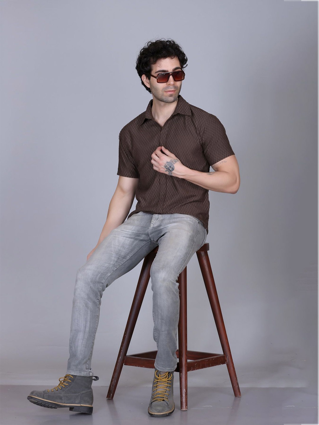 

Antiloop Men Opaque Casual Shirt, Brown