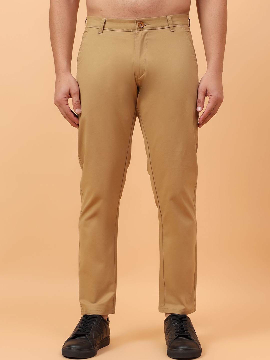 

Mast & Harbour Men Classic Mid-Rise Slim Fit Chinos, Khaki