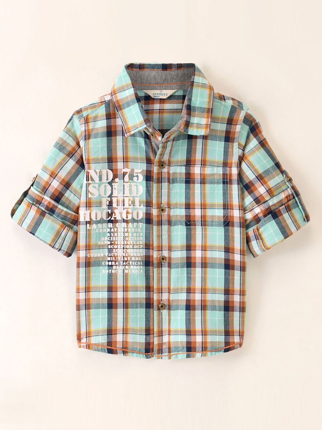 

Infinity Boys Tartan Checks Opaque Checked Casual Shirt, Turquoise blue