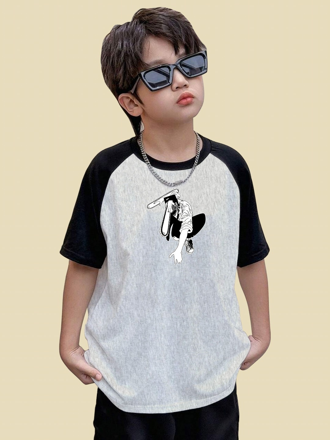 

BAESD Boys Printed T-shirt, Grey