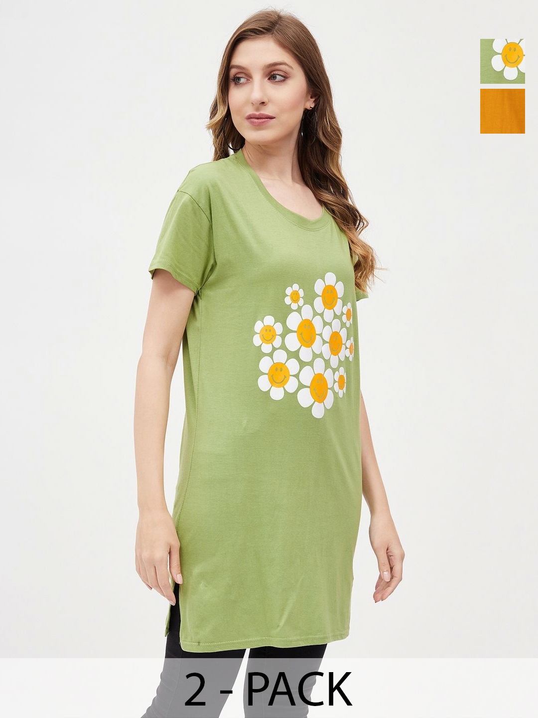 

Dreambe Women 2 Printed Applique T-shirt, Multi