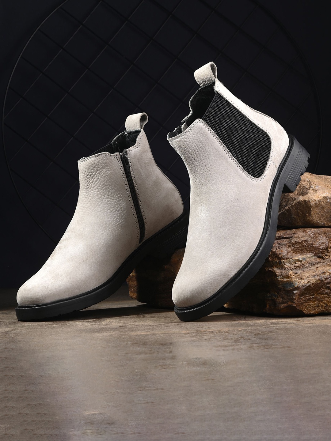 

DESIDERIO Men Leather Flatforms, Off white