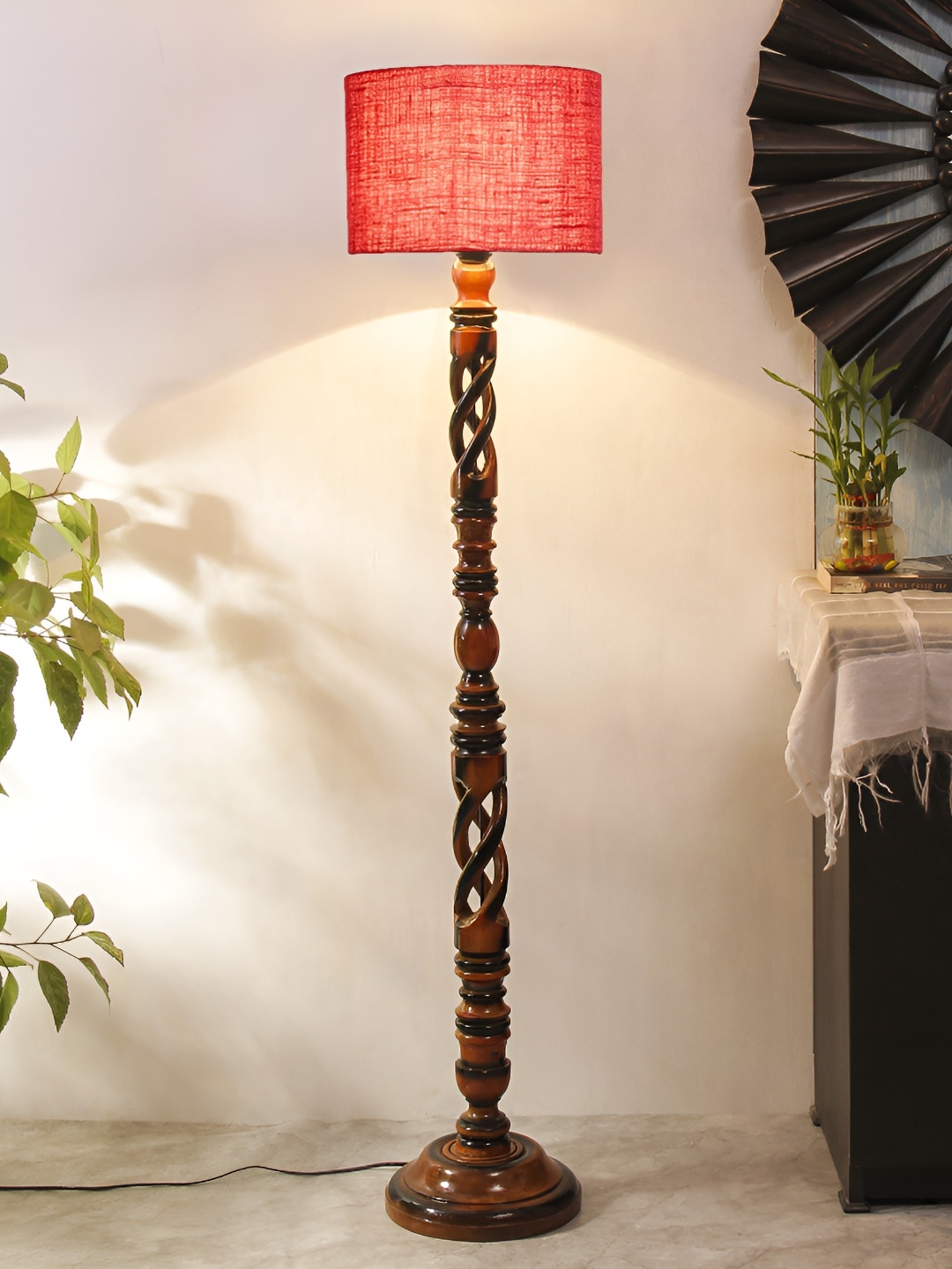 

Devansh Brown & Pink Wooden Floor Lamp With Shade