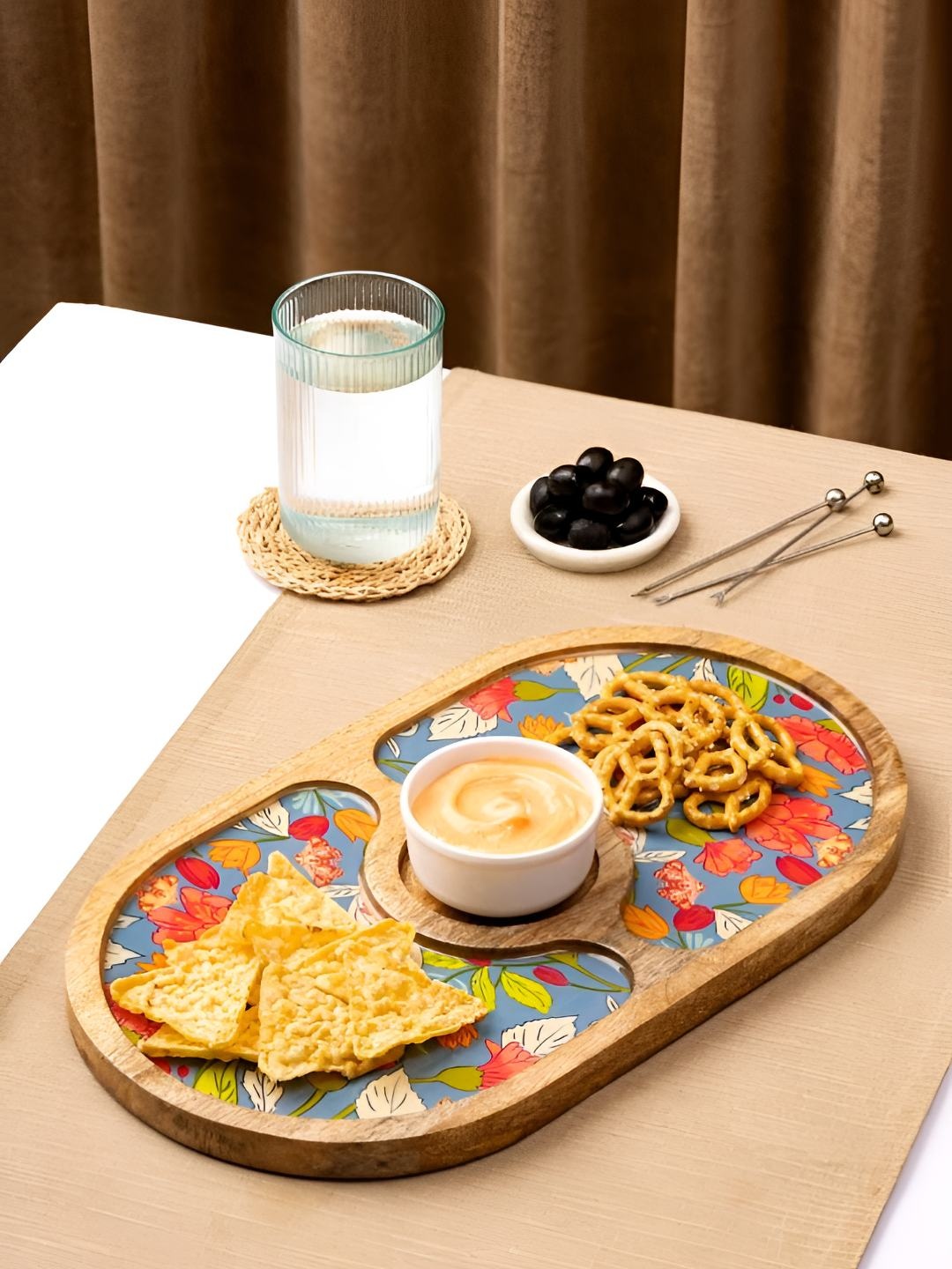 

The Pitara Project Blue 2024 Wood 1 Pieces Food Platter