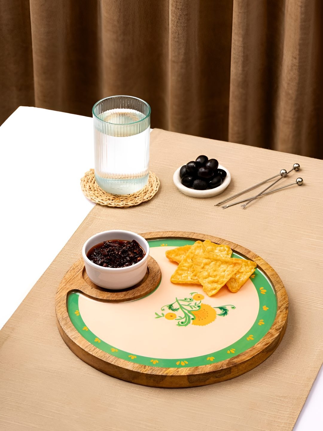 

The Pitara Project Yellow 2024 Wood 1 Pieces Food Platter
