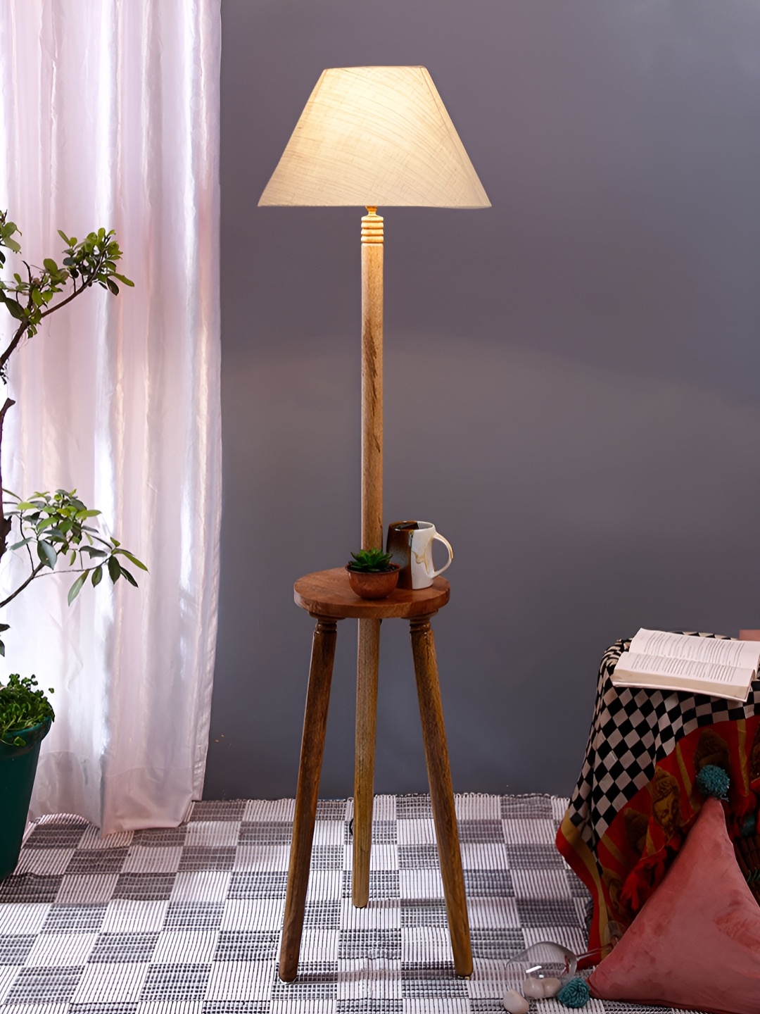 

Devansh Brown & White Jute Wooden Floor Lamp