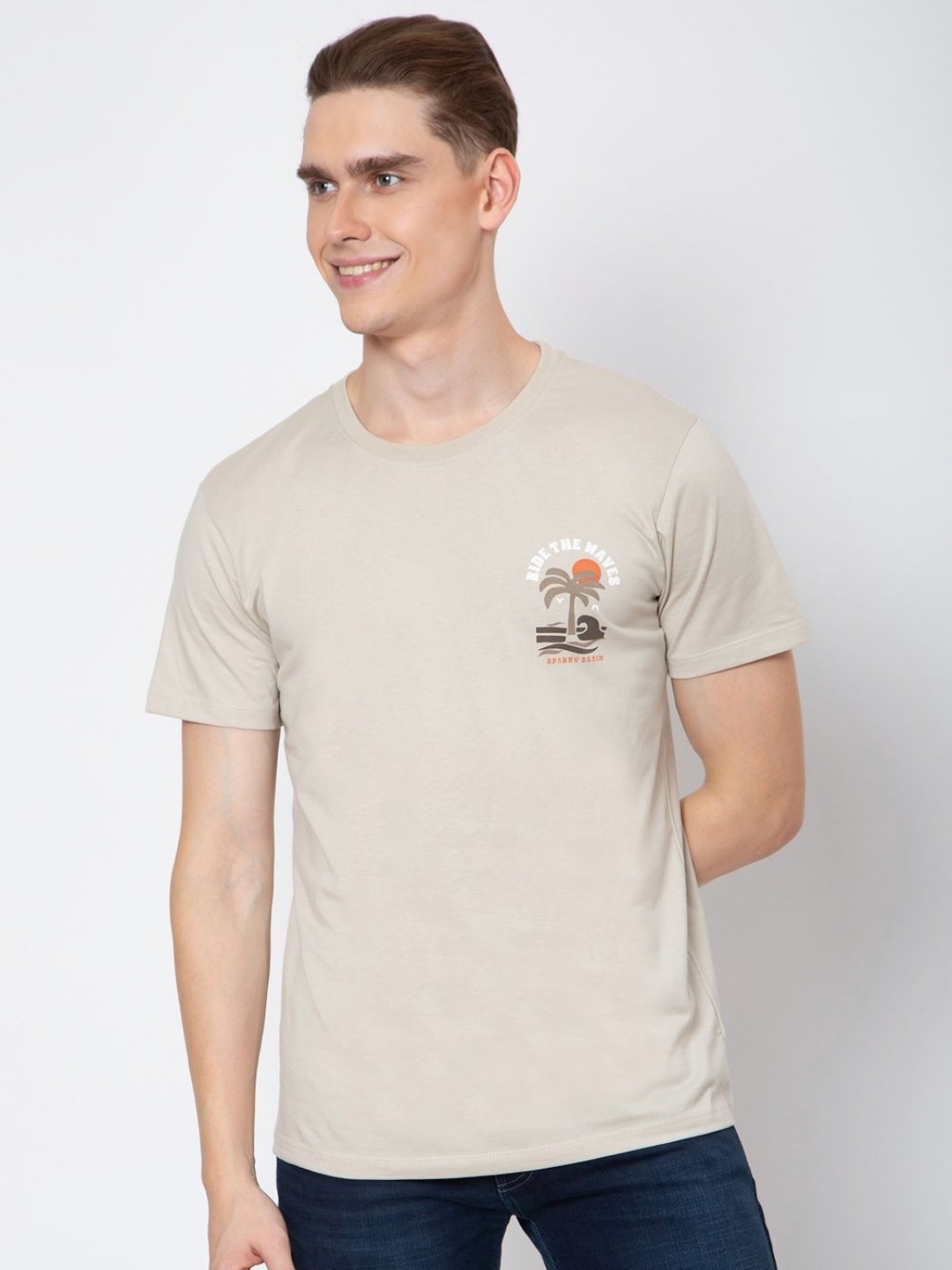 

Sparky Men Typography T-shirt, Beige