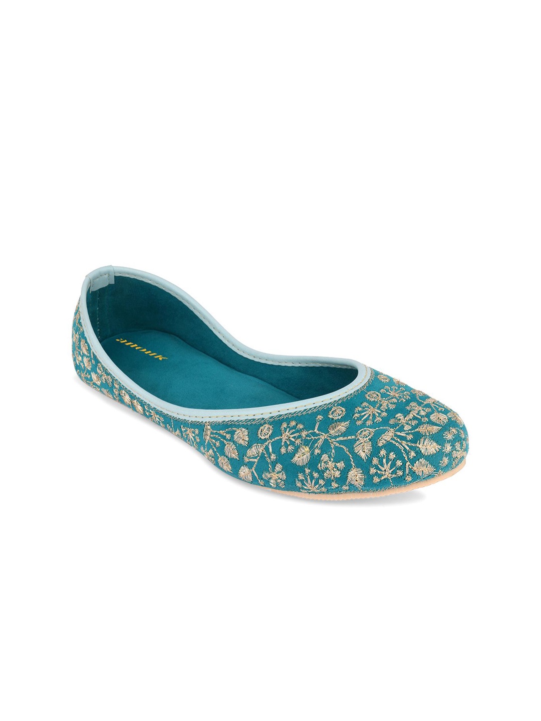 

Anouk Women Embellished Ethnic Mojaris with Embroidered Flats, Sea green