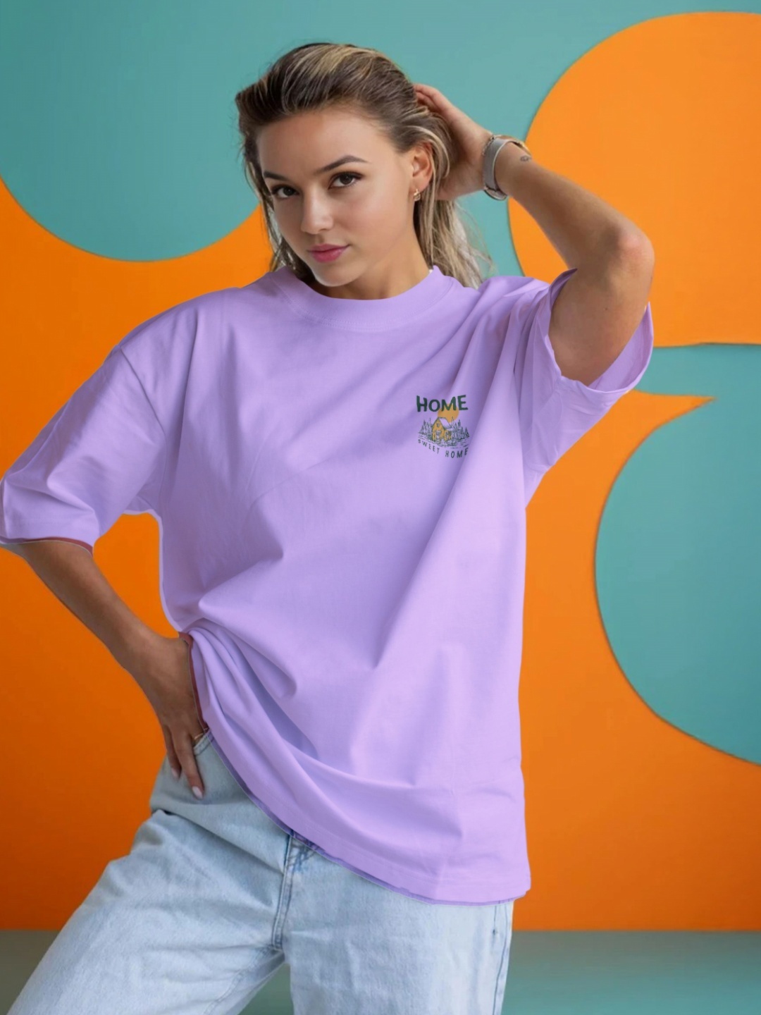 

Moda Rapido Women Applique T-shirt, Lavender