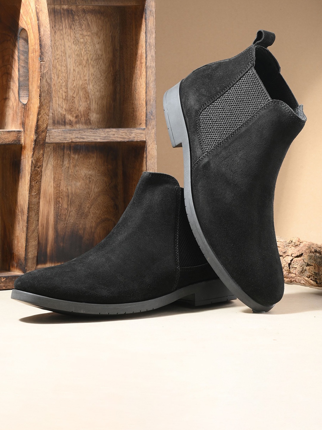 

DESIDERIO Men Leather Flatforms, Black