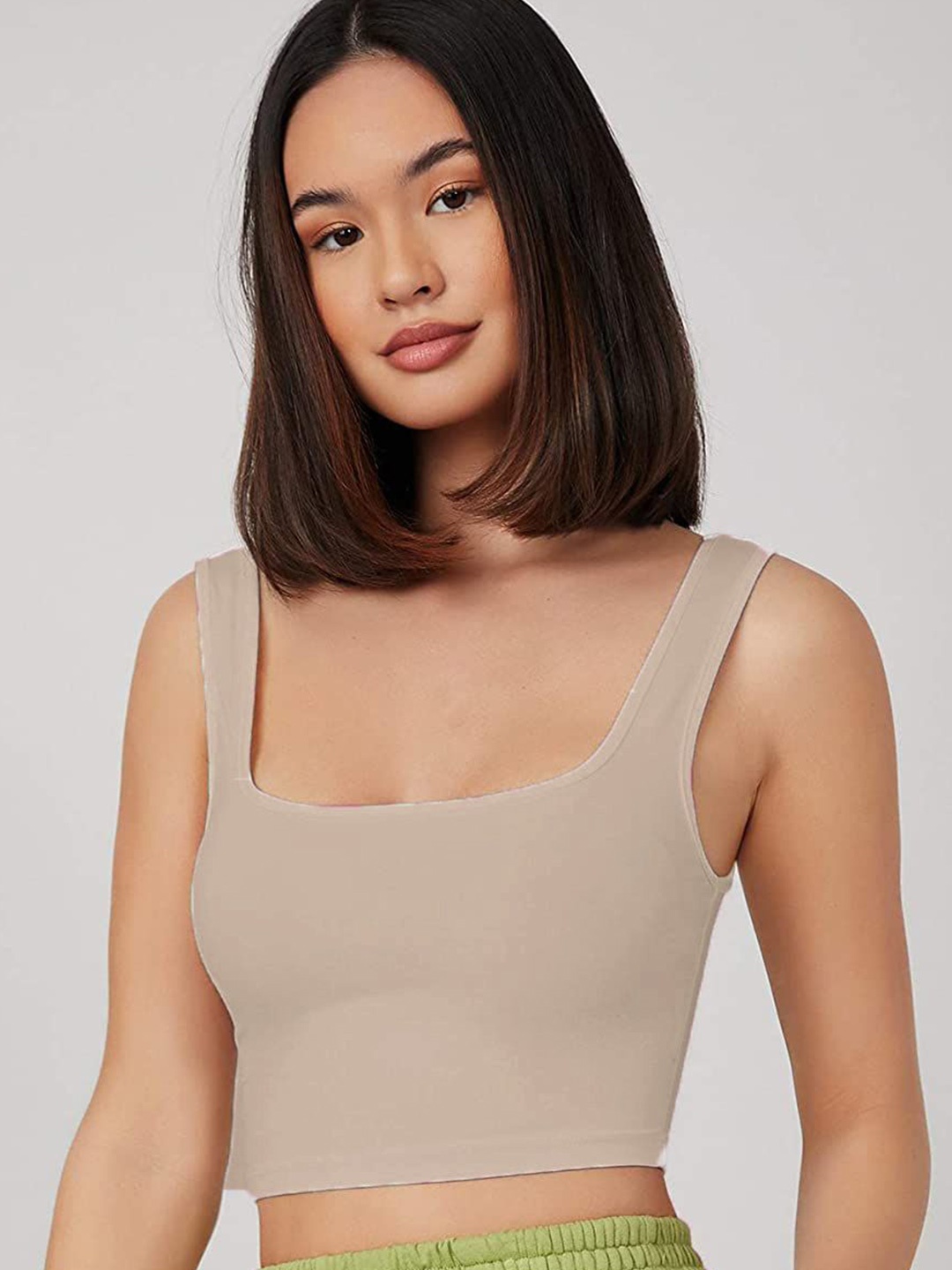 

Istyle Can Tank Crop Top, Beige