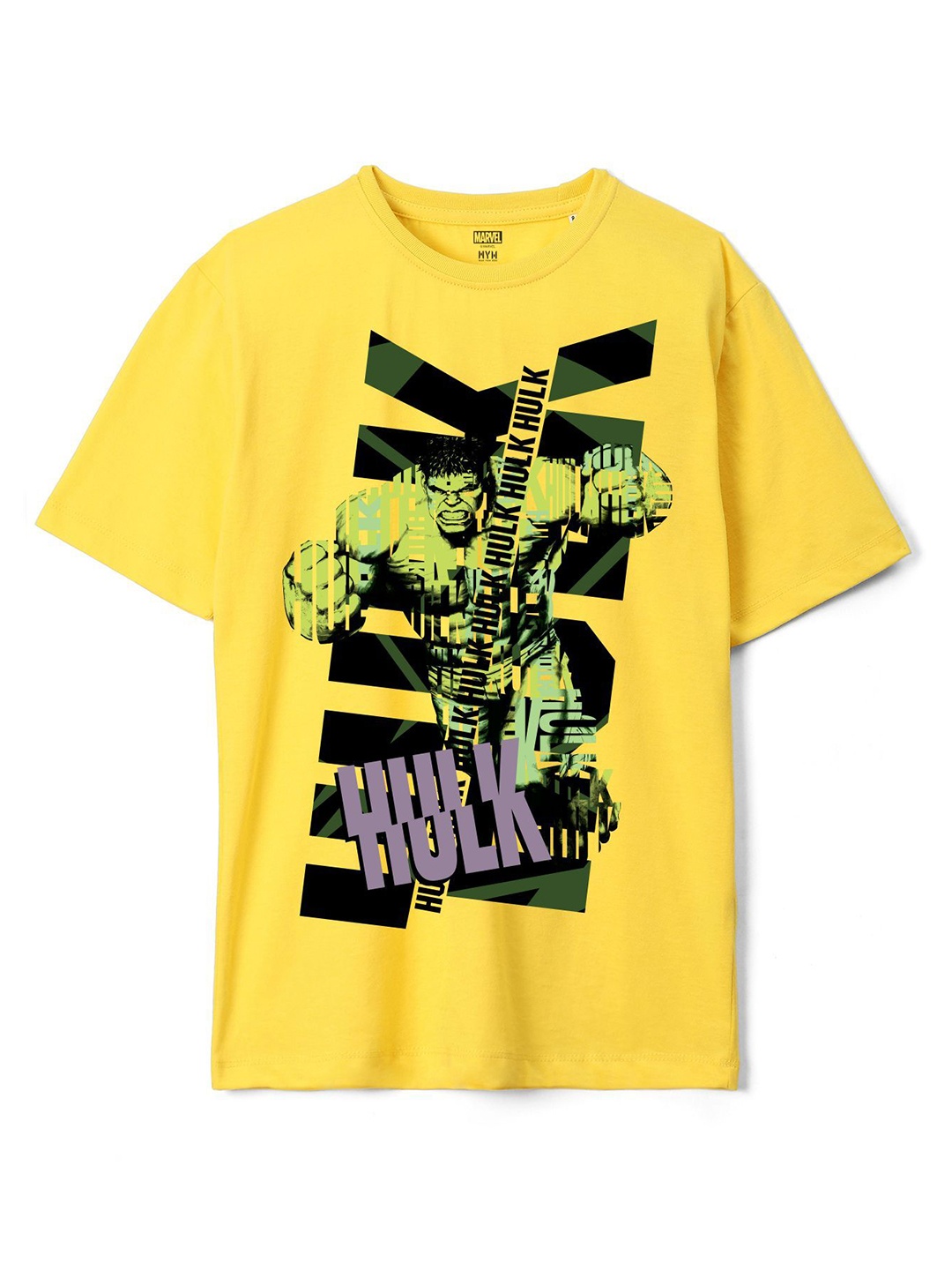 

Wear Your Mind Boys Avengers Printed Pure Cotton Applique T-shirt, Yellow