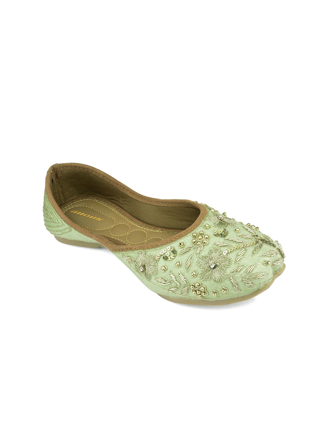 

Anouk Women Embellished Ethnic Mojaris Flats, Sea green