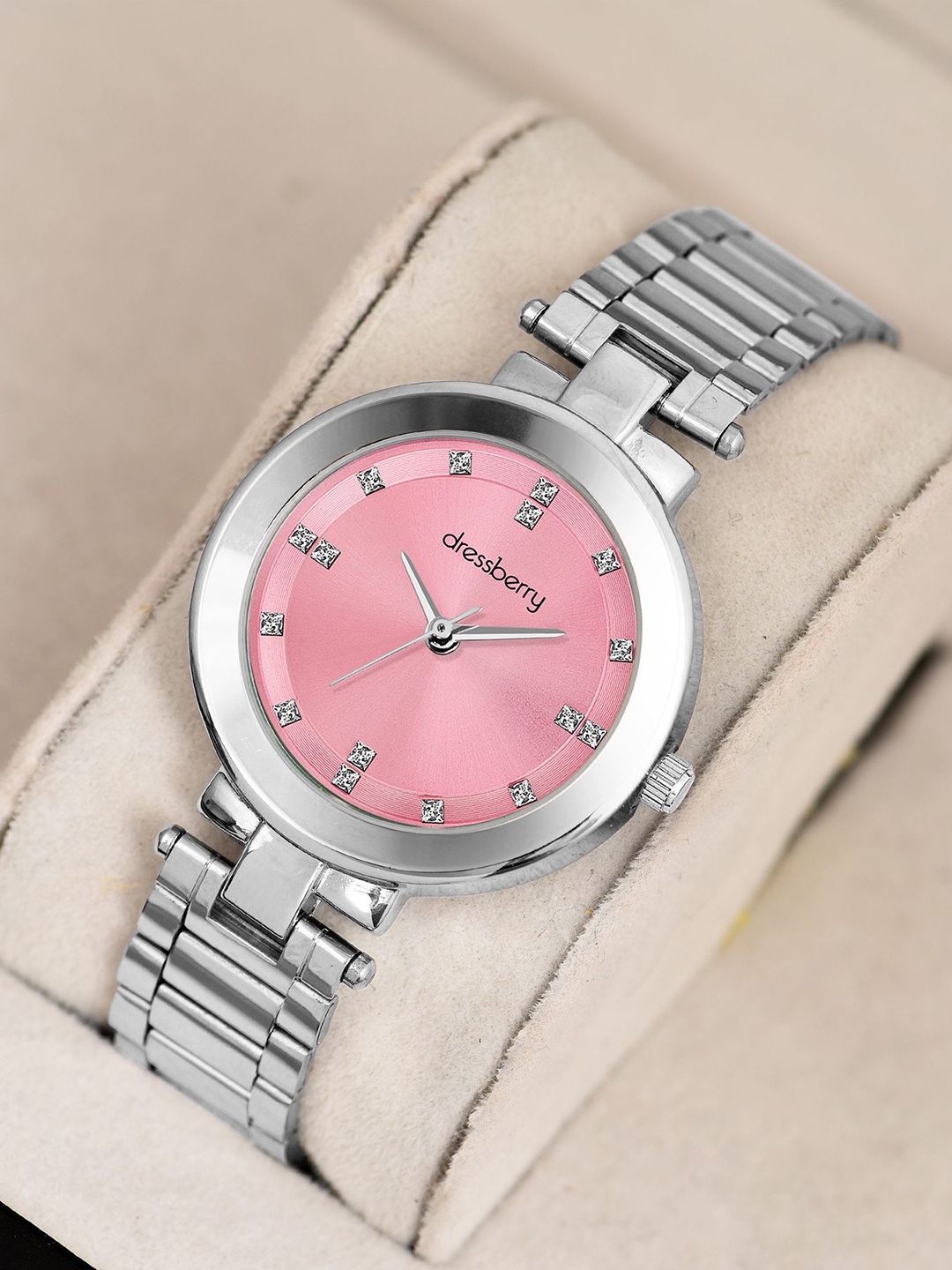 

DressBerry Women Brass Embellished Dial & Stainless Steel Straps Analogue Watch DB-032-Pink