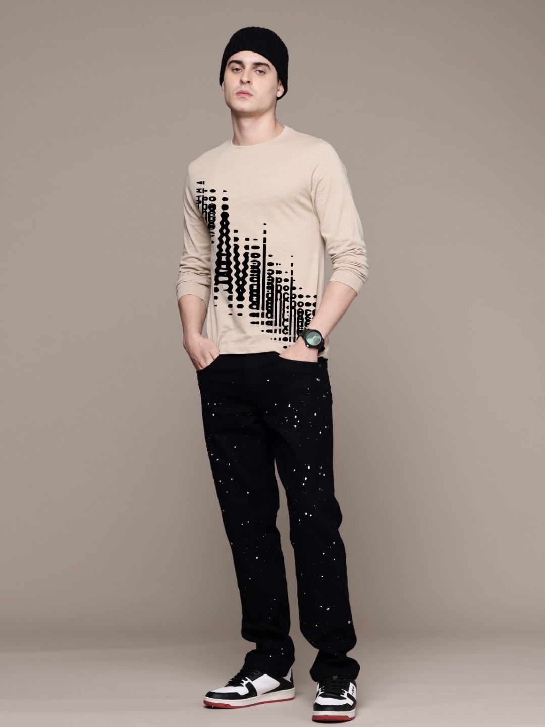 

Moda Rapido Men Printed T-shirt, Beige