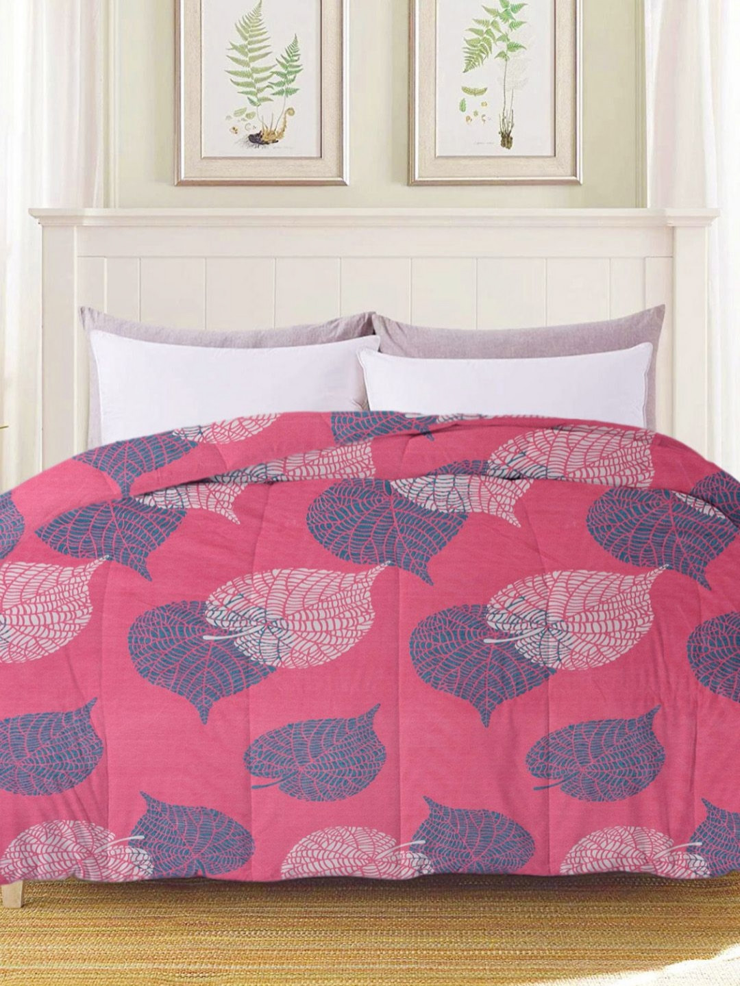 

bsb home Pink Floral Microfiber Mild Winter 210 GSM Single Bed Comforter