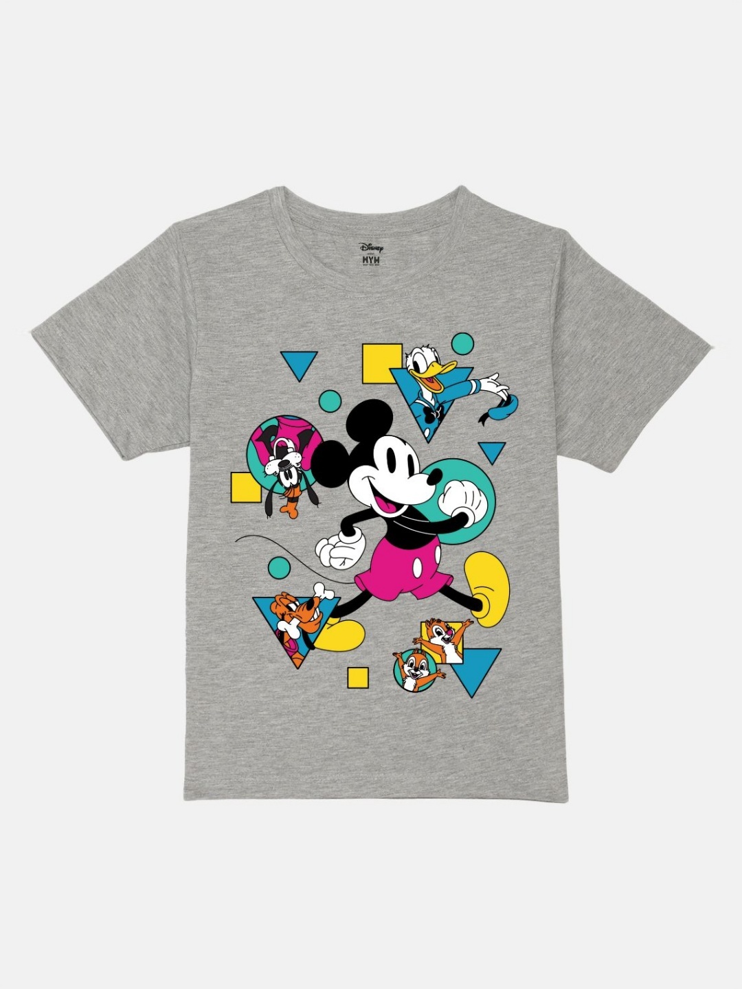 

Wear Your Mind Boys Mickey Mouse Printed Pure Cotton Applique T-shirt, Grey
