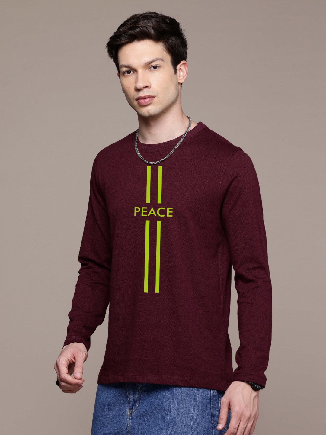 

Moda Rapido Men Printed T-shirt, Burgundy