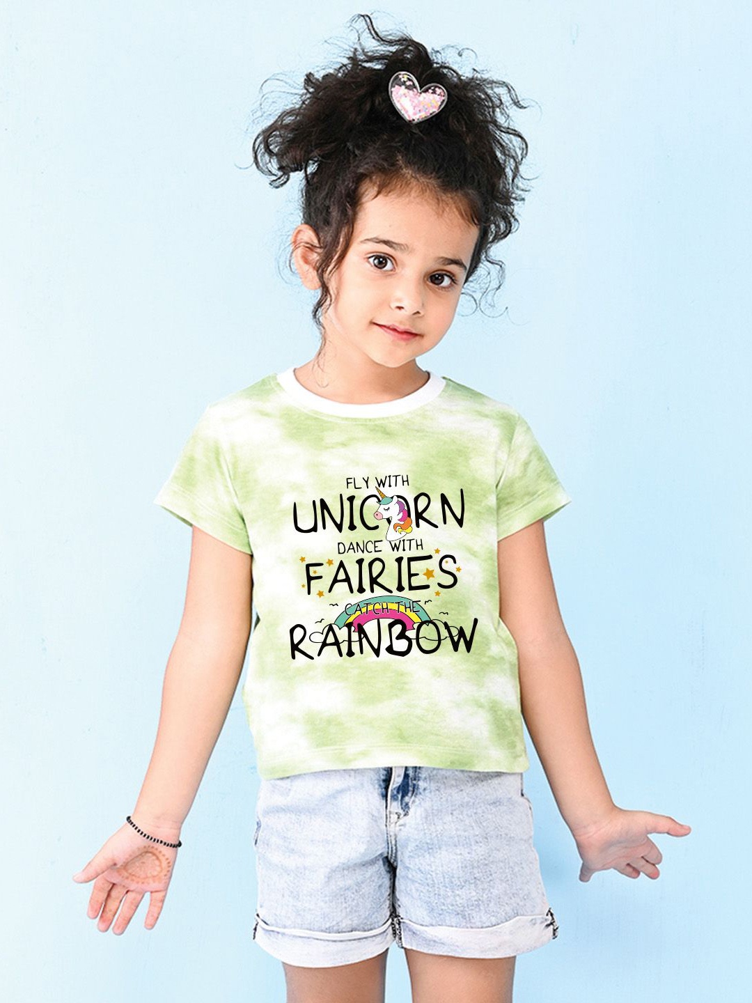 

NUSYL Girls Printed T-shirt, Green