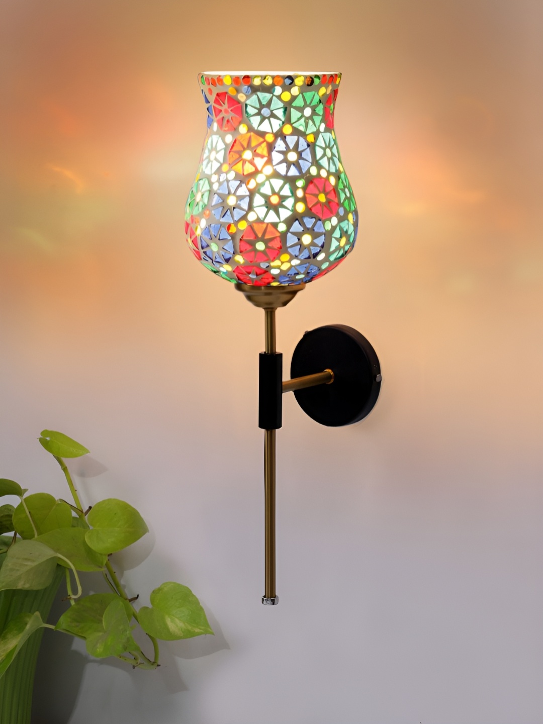 

Devansh White & Green Metal Traditional Wall Lamp