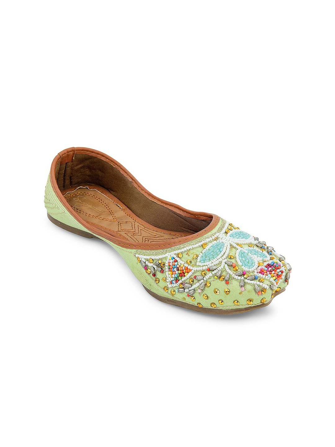 

Sangria Women Embellished Mojaris, Sea green