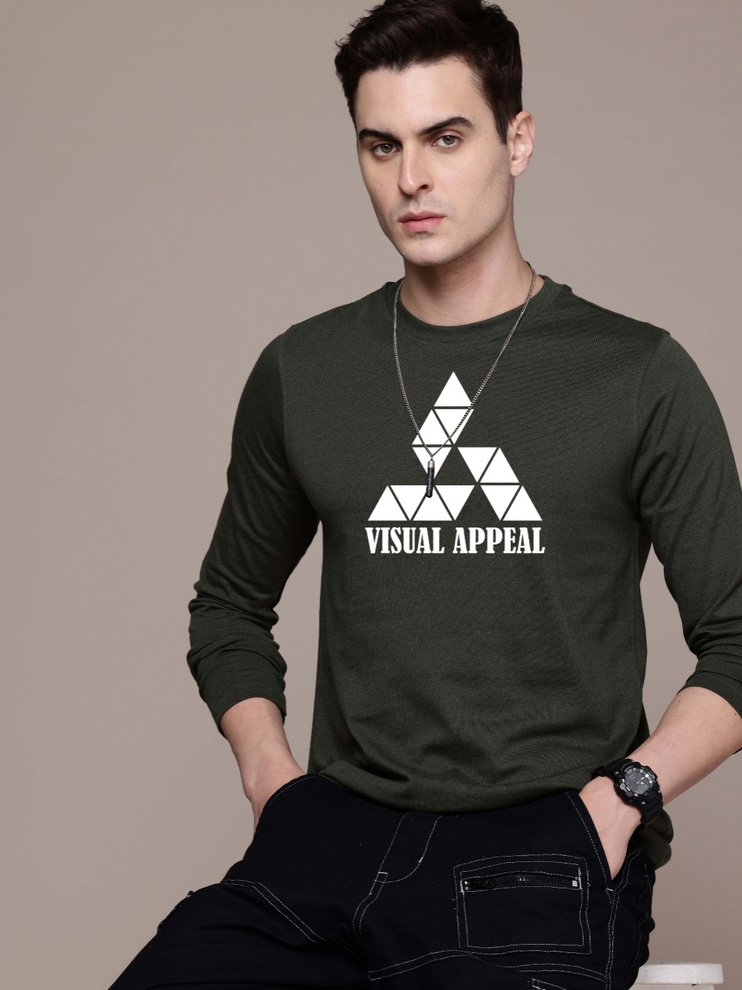 

Moda Rapido Men Printed T-shirt, Olive