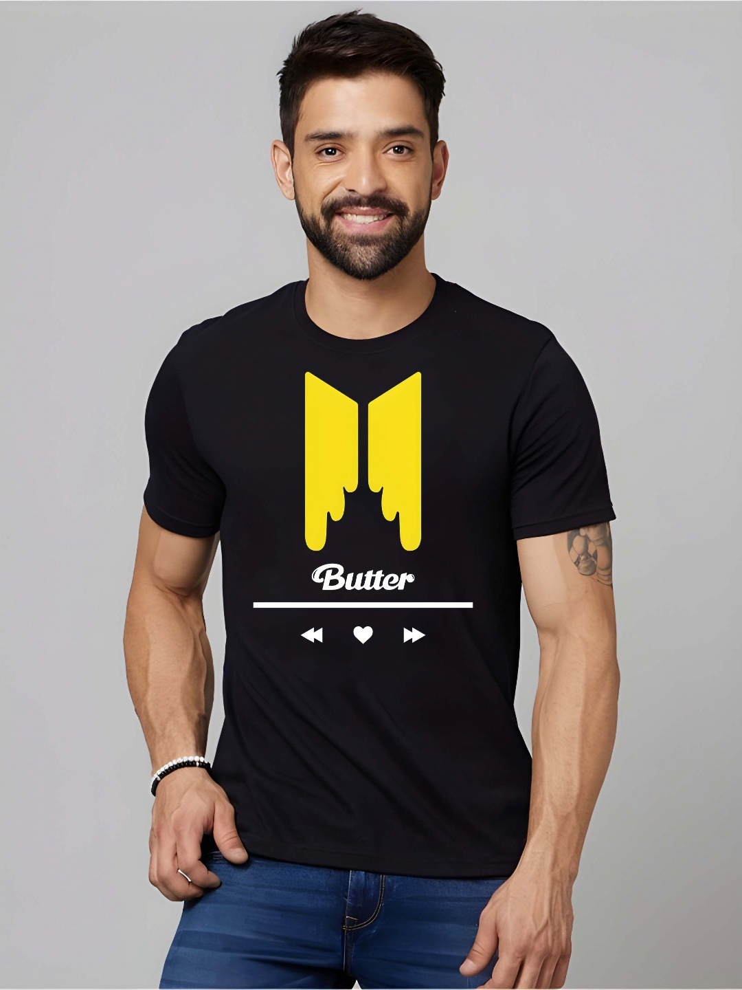 

THE BEETEL HOUSE Men Drop-Shoulder Sleeves T-shirt, Black