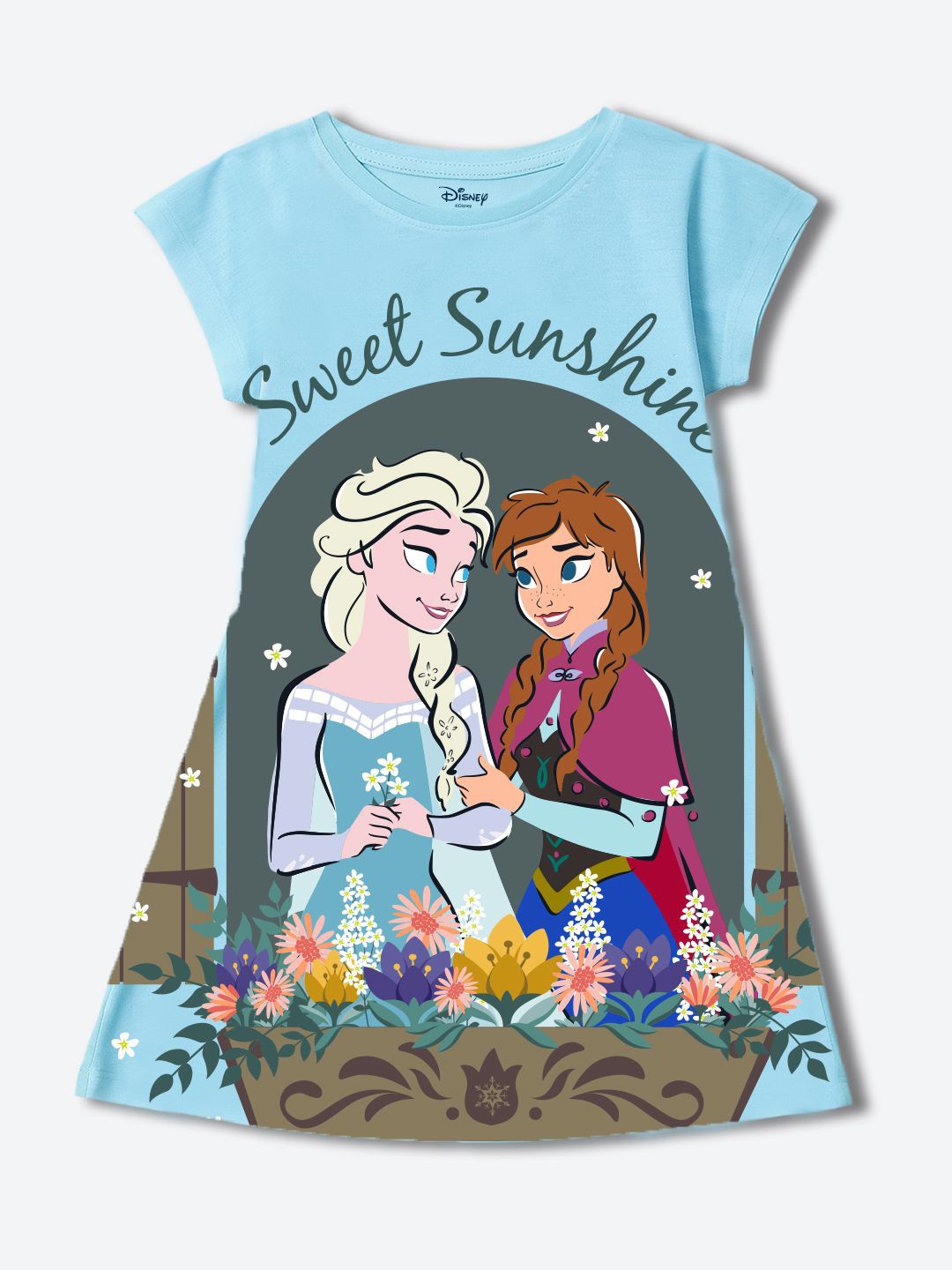 

Wear Your Mind Girls Frozen Printed Extended Sleeves T-shirt Dress, Blue