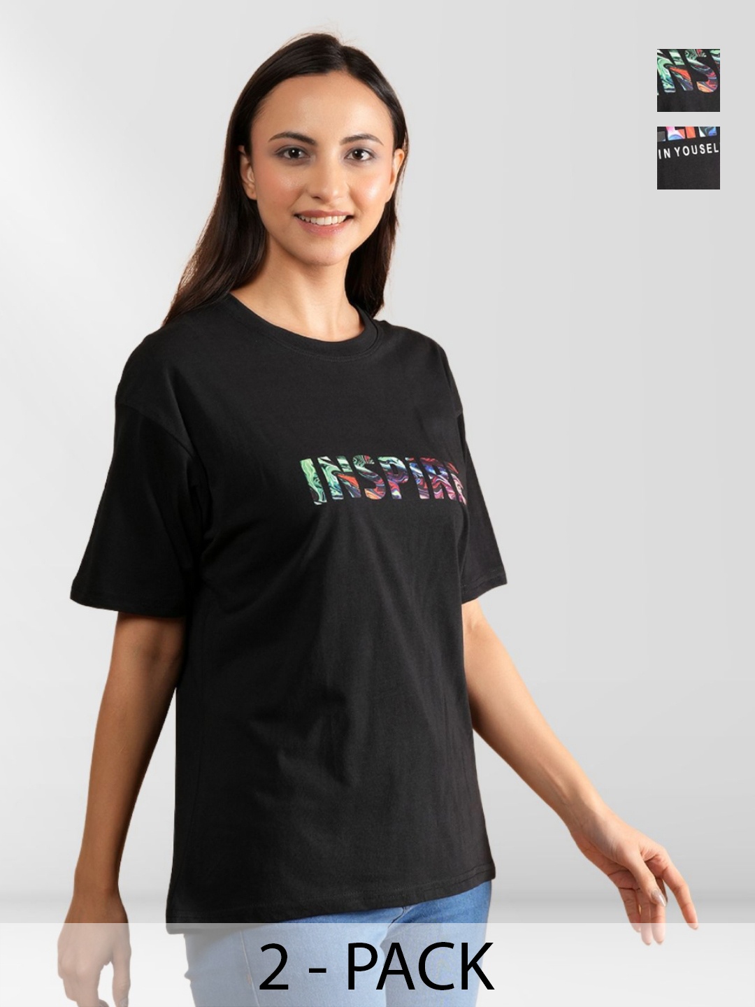 

BAESD Women Typography 2 Printed Applique T-shirt, Multi