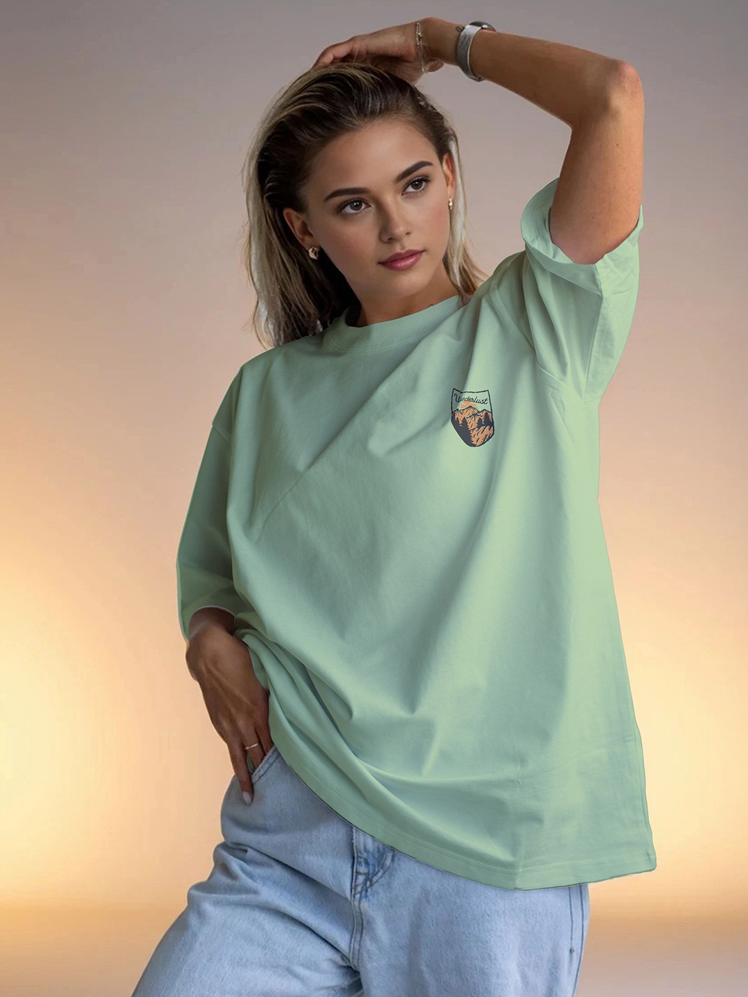 

Moda Rapido Women Applique T-shirt, Sea green