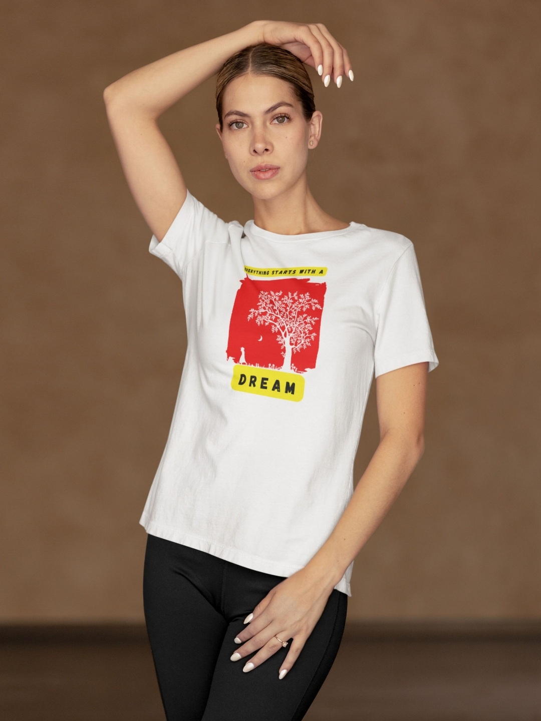 

Moda Rapido Women Typography Printed Bio Finish Applique T-shirt, White
