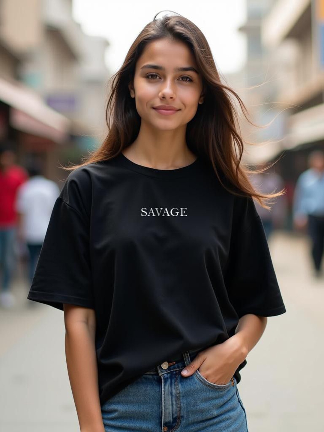 

TOGS & TERRE Women Typography Printed Organic Cotton T-shirt, Black