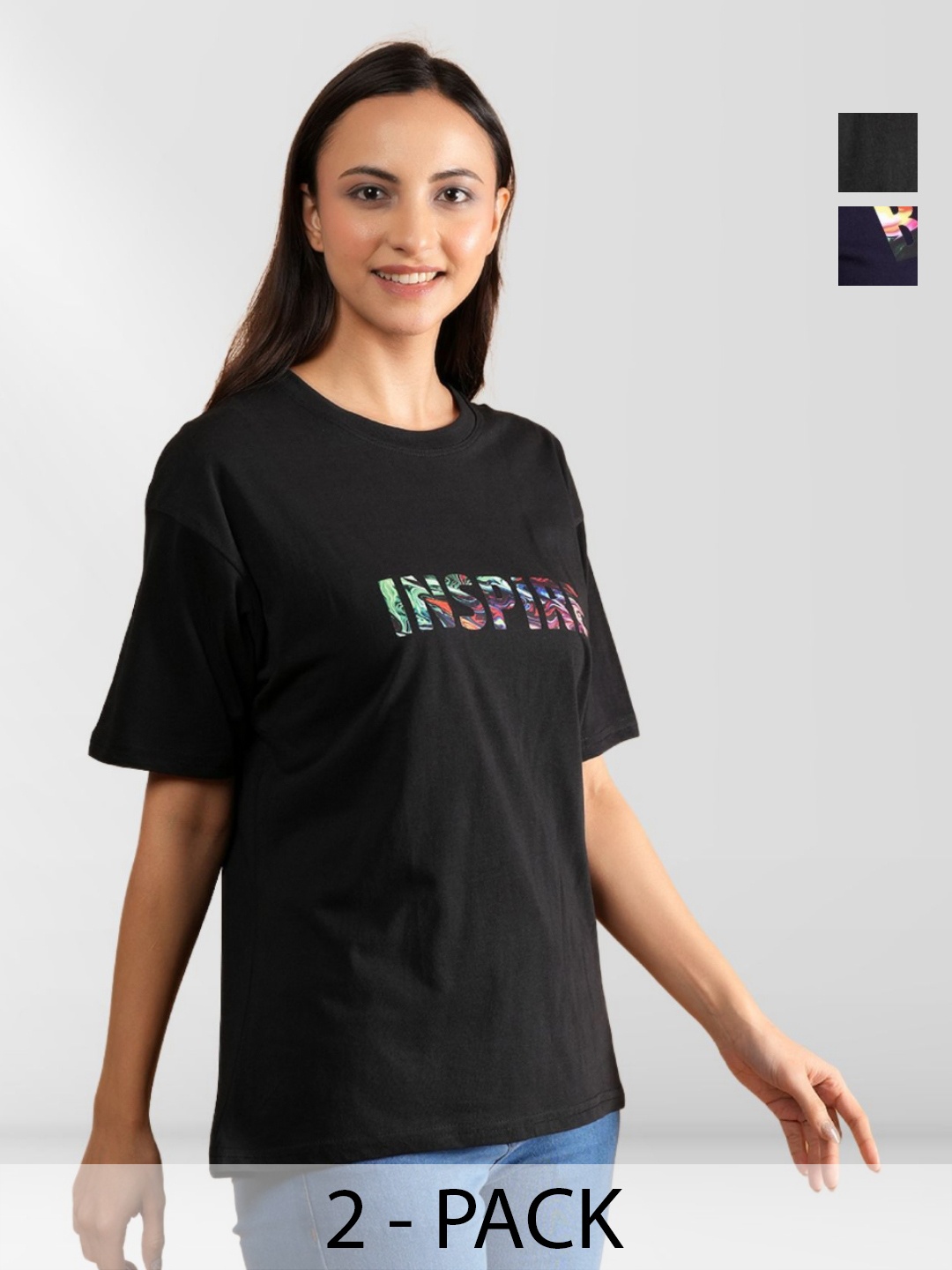 

BAESD Women Typography 2 Printed Applique T-shirt, Multi