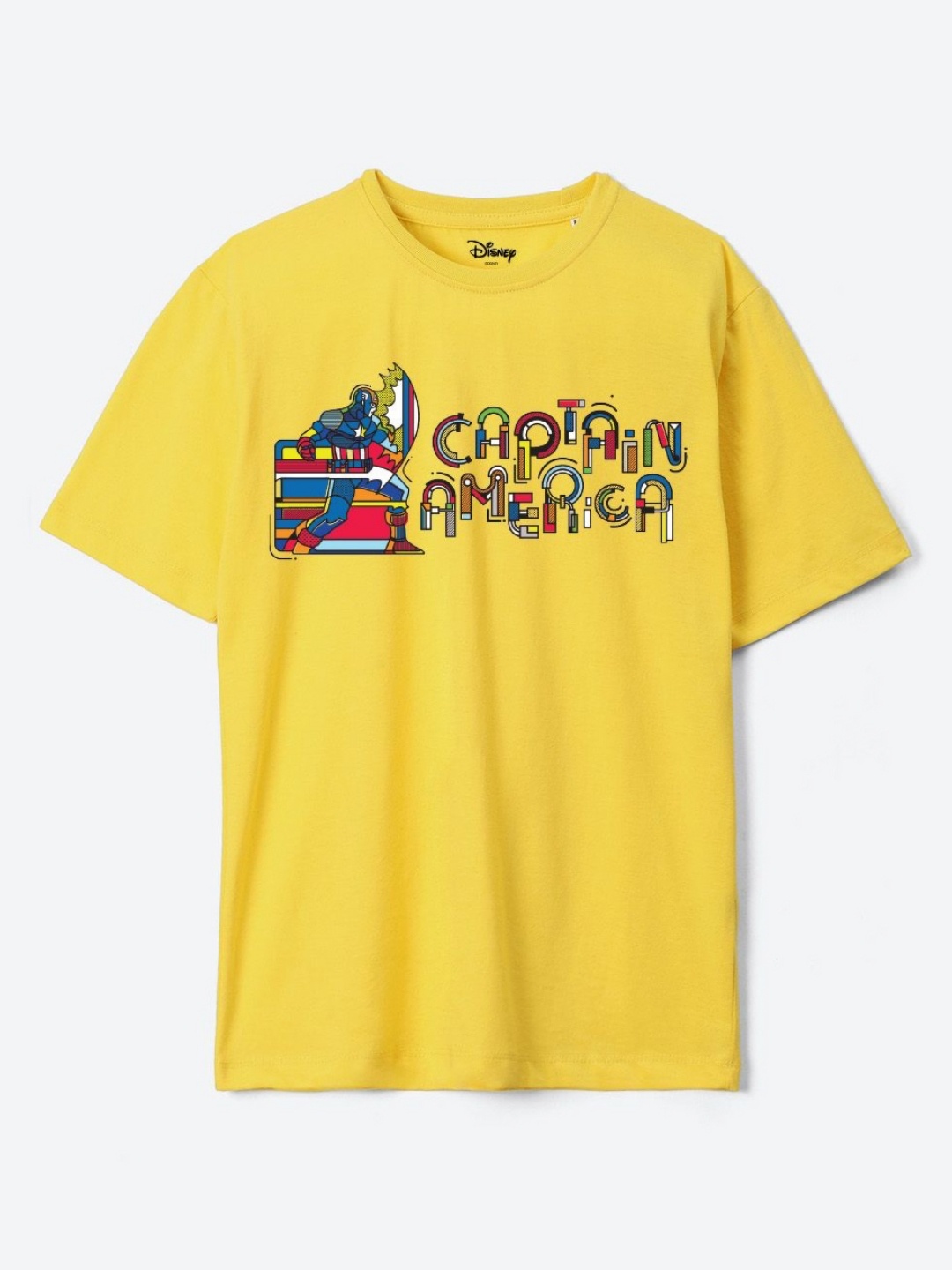 

Wear Your Mind Boys Avengers Printed Pure Cotton Applique T-shirt, Yellow