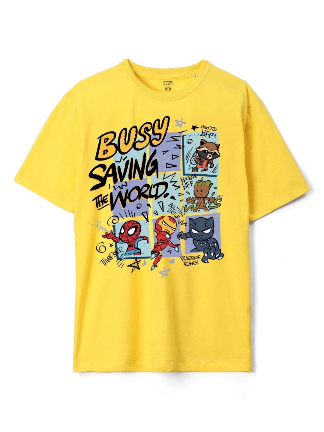 

Wear Your Mind Boys Avengers Printed Pure Cotton T-shirt, Yellow