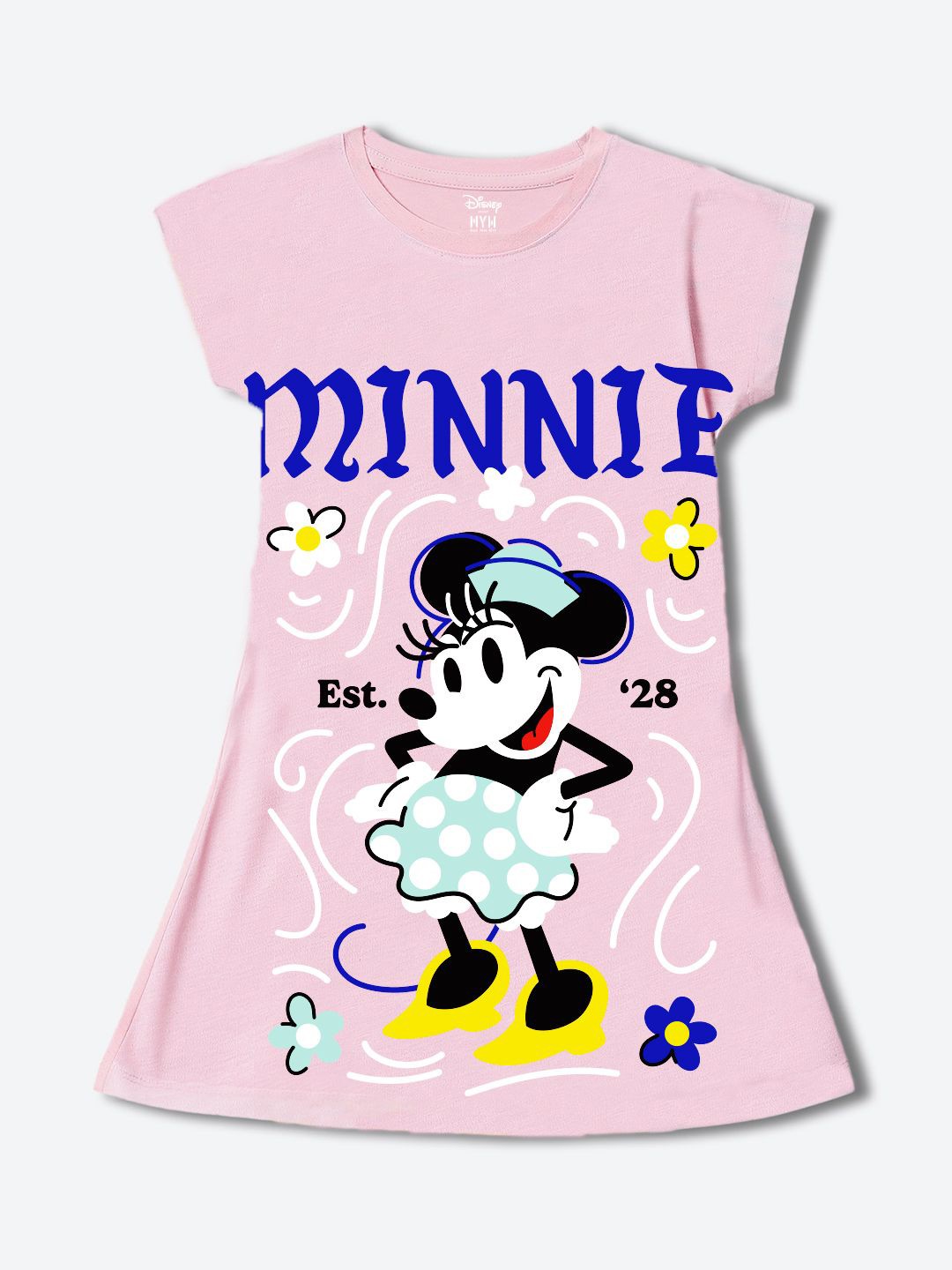 

Wear Your Mind Girls Cartoon Characters Printed Cap Sleeves A-Line Dress, Pink
