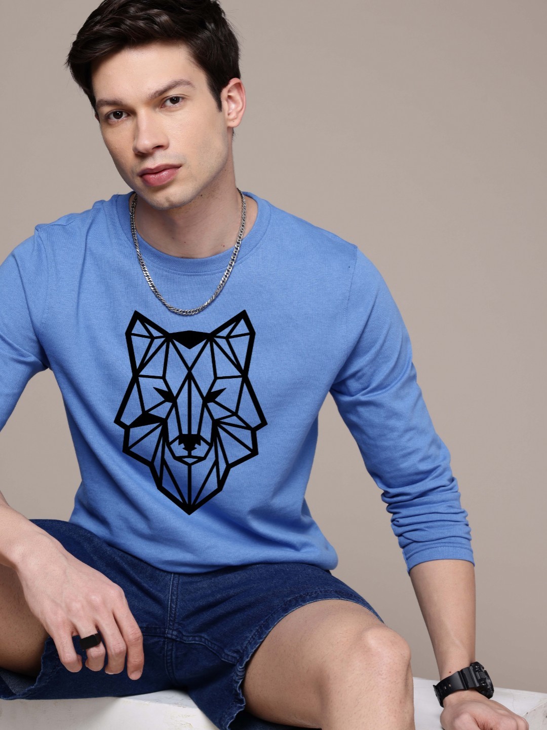 

Moda Rapido Men Printed T-shirt, Blue